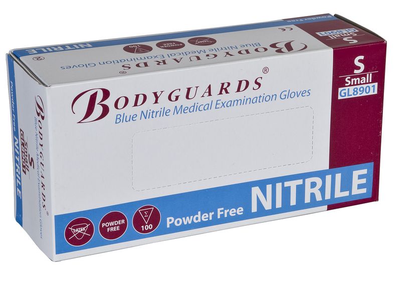 Powder Free Blue Nitrile Gloves - Small (100)